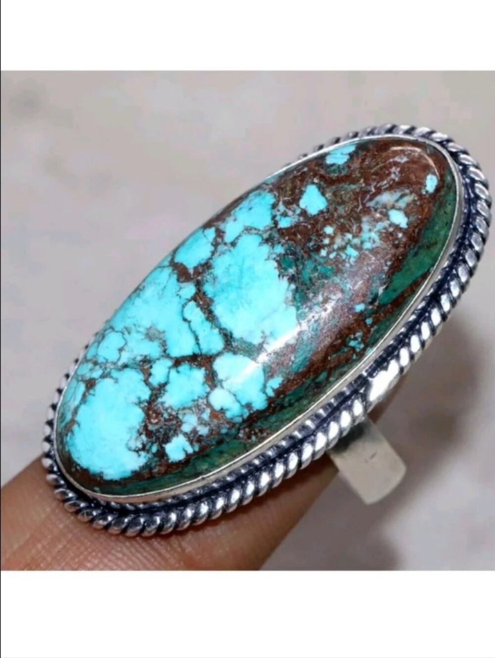 New Lander Turquoise Gemstone Jewelry 925 Sterling Silver Handmade Ring